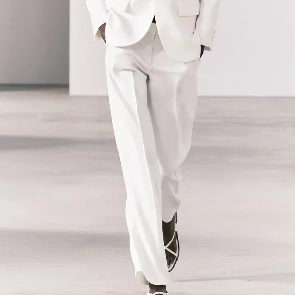 Zara Suit, ZW Collection Tuxedo Jacket & Flared Pants, XS